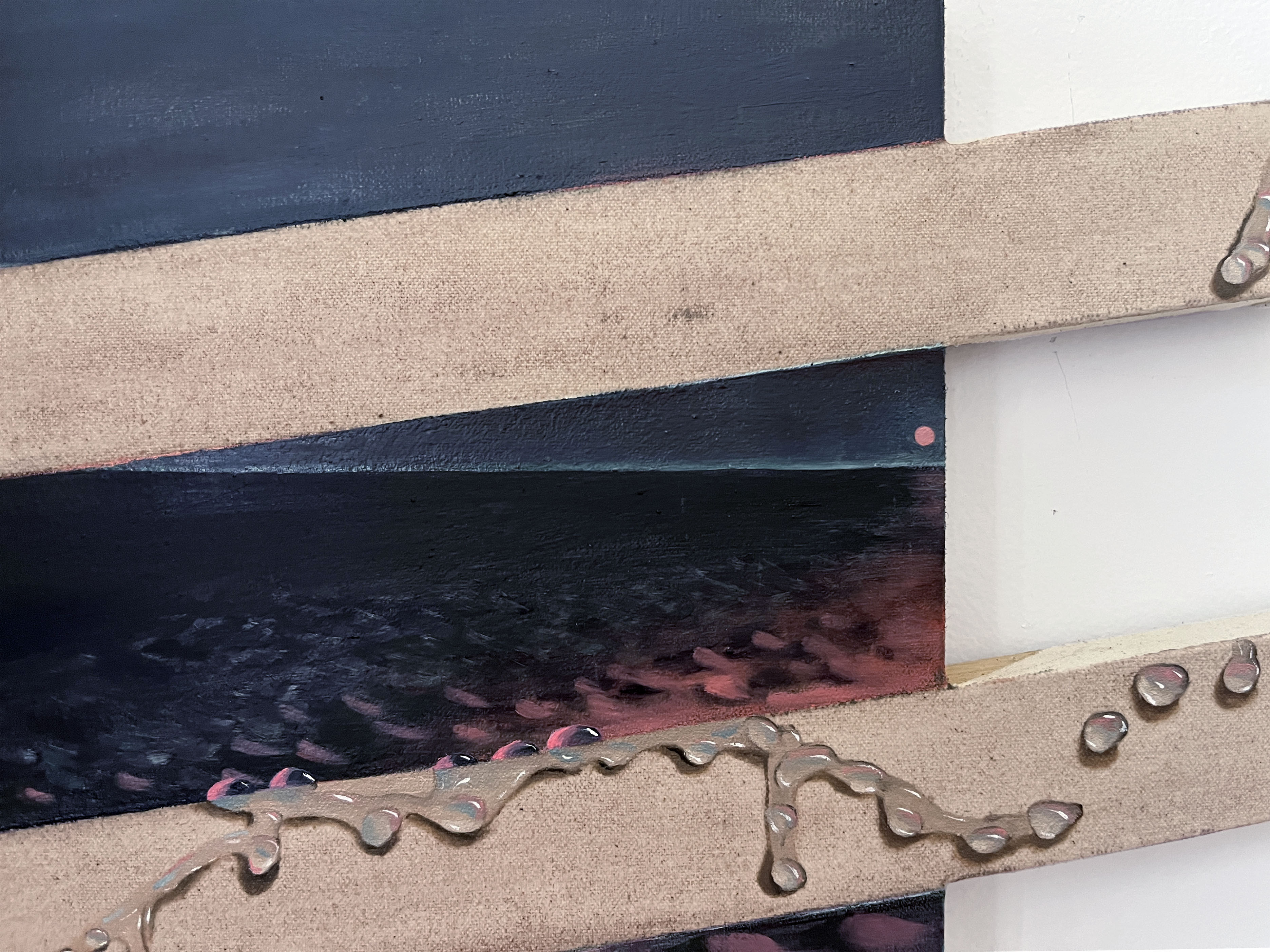 Safe Place for a Secret (detail), 14x23x1 1/8 <br>oil on built canvas, 2024
<br>